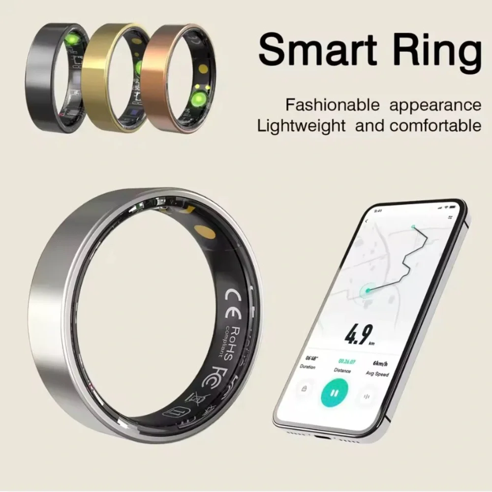 Smart Ring with Charging Box, Unisex, Charging Cord, Different Sizes